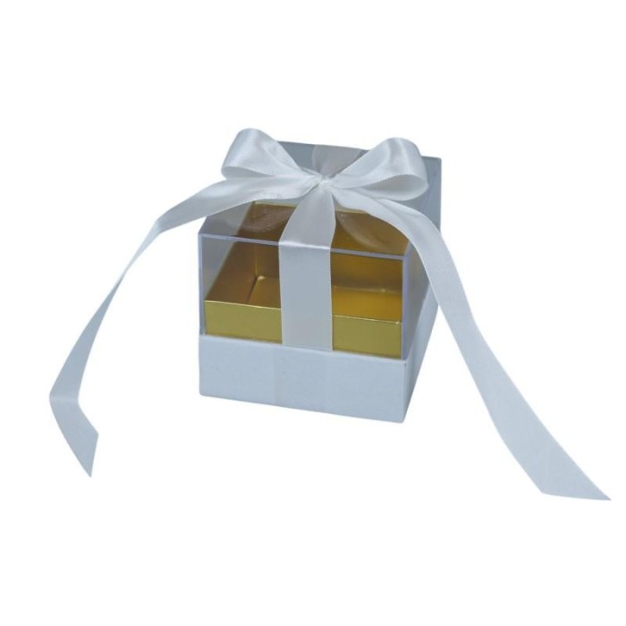 SCATOLA PLEX 8X8X8CM FIOCCO BIANCO